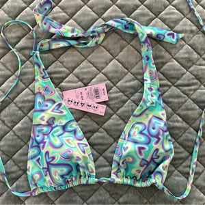 NWT Wild Fable Women’s Multiway Bikini Top Blue/Green Heart print - Size M